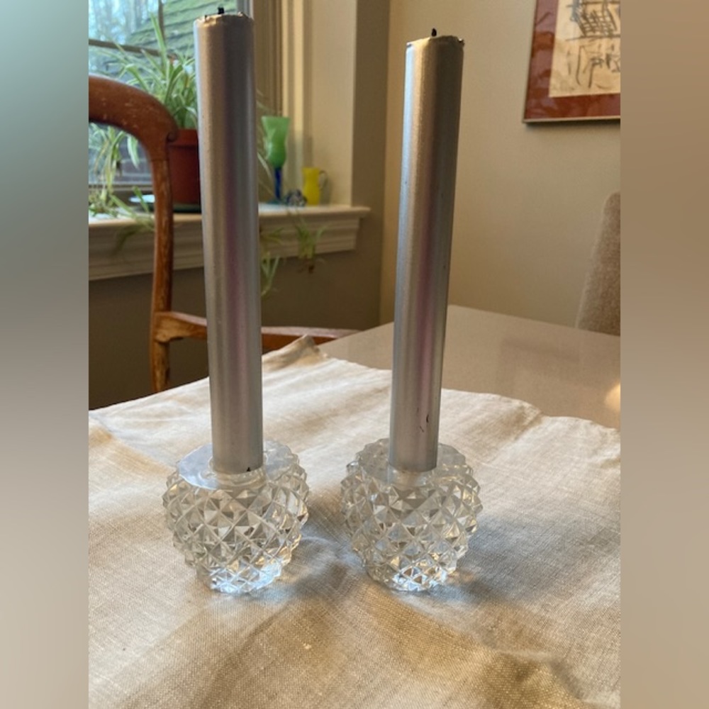 Pair of Cut Glass Candle Holders
